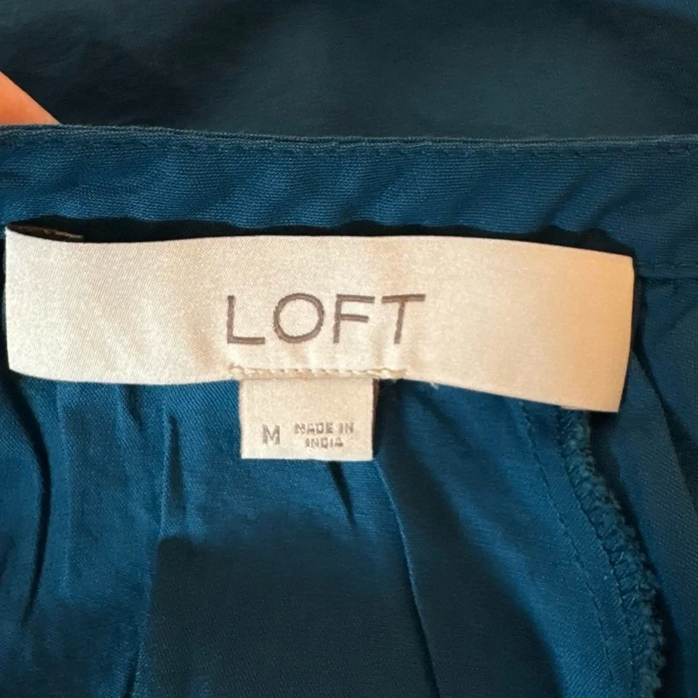 LOFT Teal Short-Sleeve Gathered Peasant Blouse